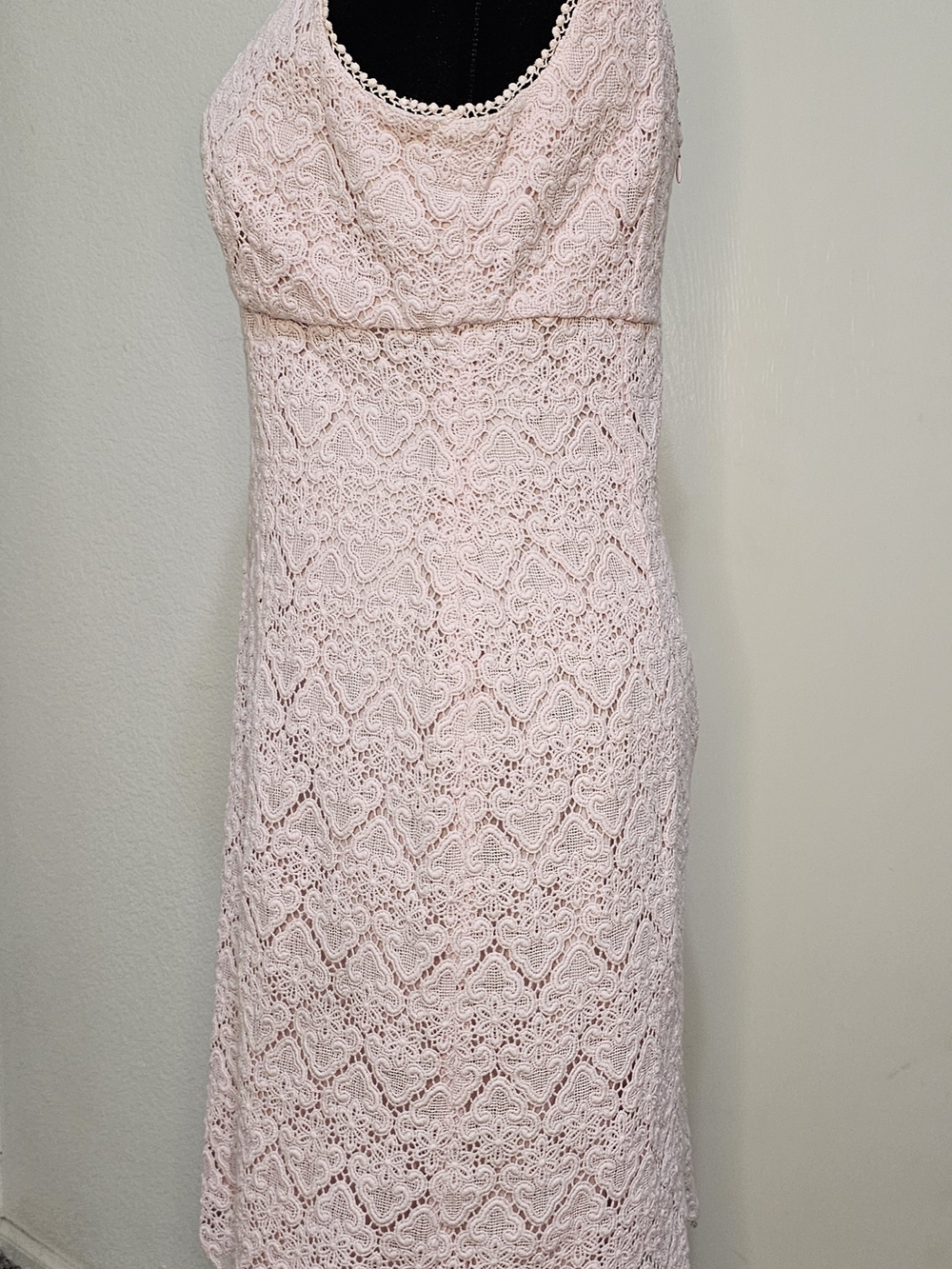 Talbots Blush Pink Lace Sheath Midi Dress Sz 14 - Picture 3 of 6